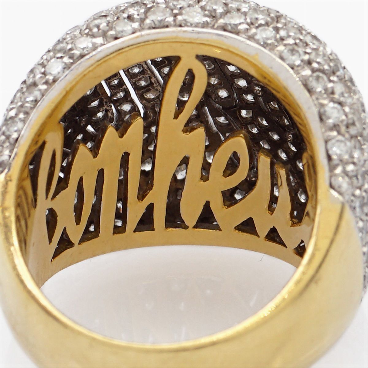Anello "bonheur" in Oro Bianco e Giallo 18kt con Pavé di Diamanti