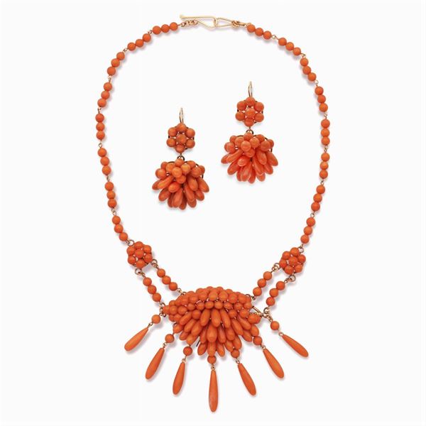 Yellow gold and Sciacca coral parure  (early 20th century)  - Auction FINE JEWELS | WATCHES | FASHION VINTAGE - Colasanti Casa d'Aste