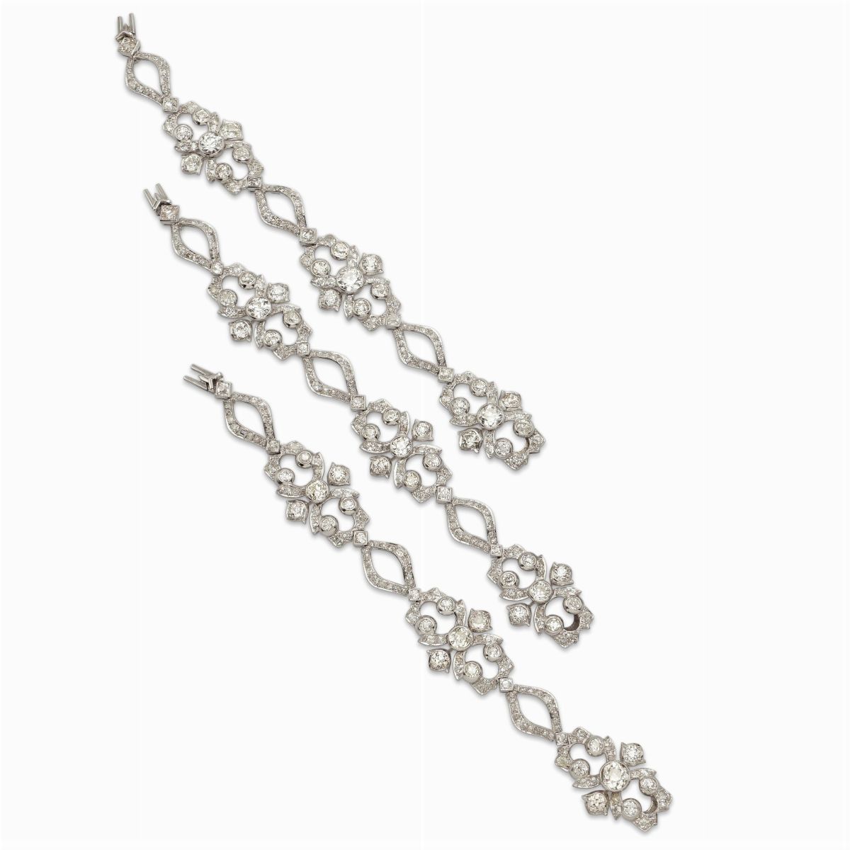 Collier in Oro Bianco 18kt e Diamanti Trasformabile in Tre Bracciali