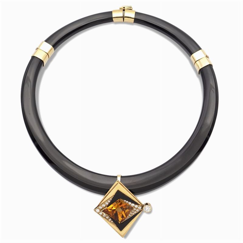 Collana Choker in Onice Nero e Oro Giallo 18kt