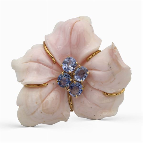 Pink coral floral pendant