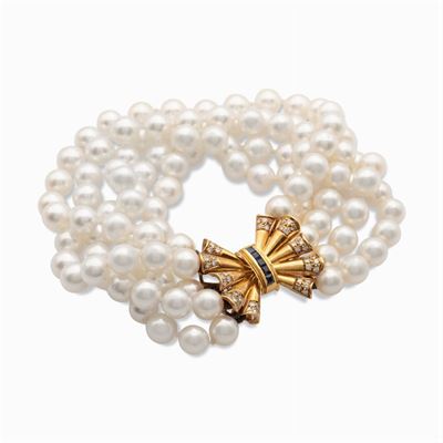 Bracciale a Cinque Fili di Perle Coltivate