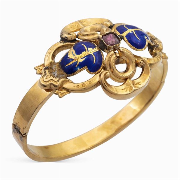 Bracciale borbonico a manetta in oro giallo 9kt