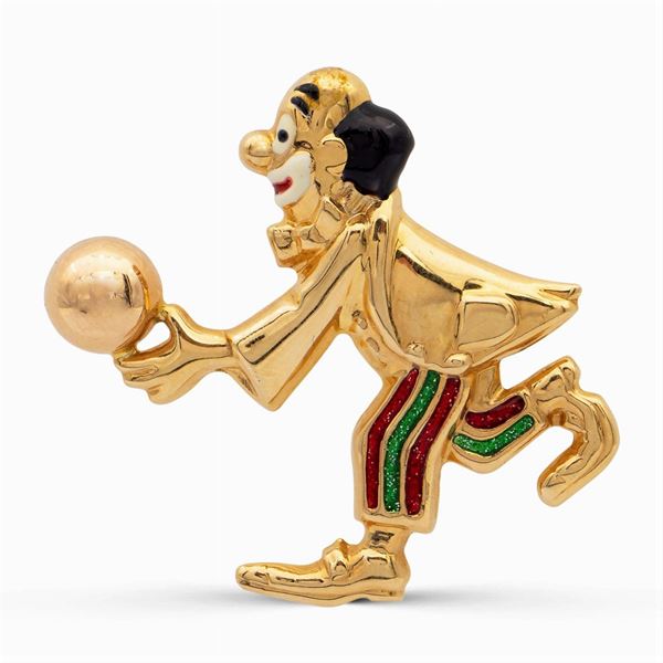 Spilla clown in oro giallo 18kt