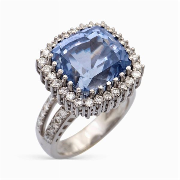 Anello in platino con zaffiro naturale ct 18,84