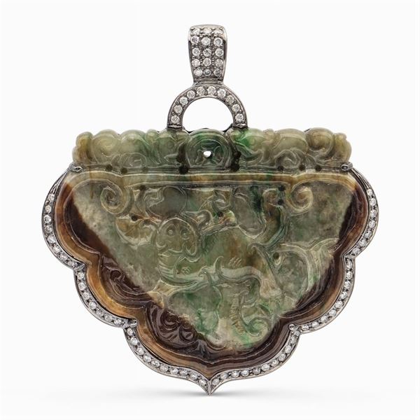 Inlaid Jade pendant amulet