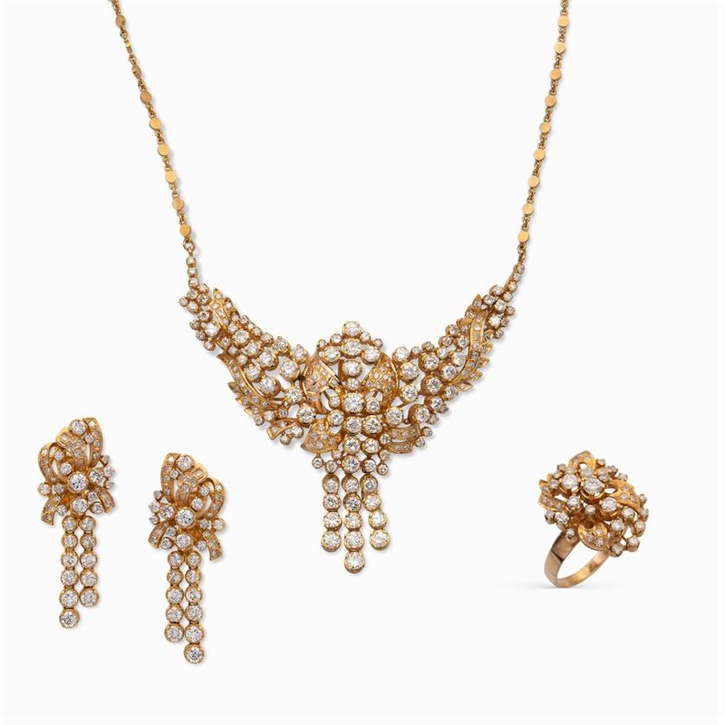 Parure in Oro Giallo 24kt e Diamanti