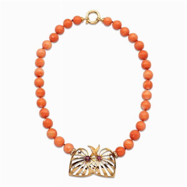 Tiffany & Co. collana ad un filo in corallo rosa