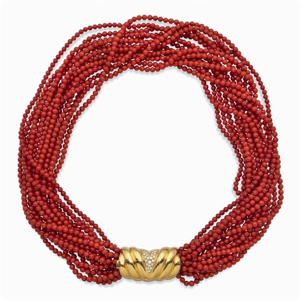 Collana a torchon in corallo rosso