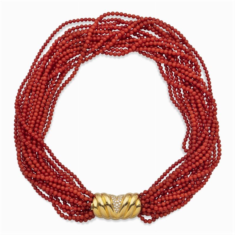 Collana a Torchon in Corallo Rosso