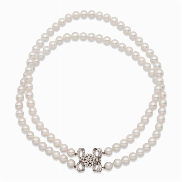 Collana a due fili di perle coltivate
