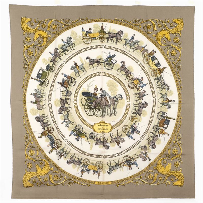 Hermès, Foulard Carré Collezione la Promenade De Longchamps