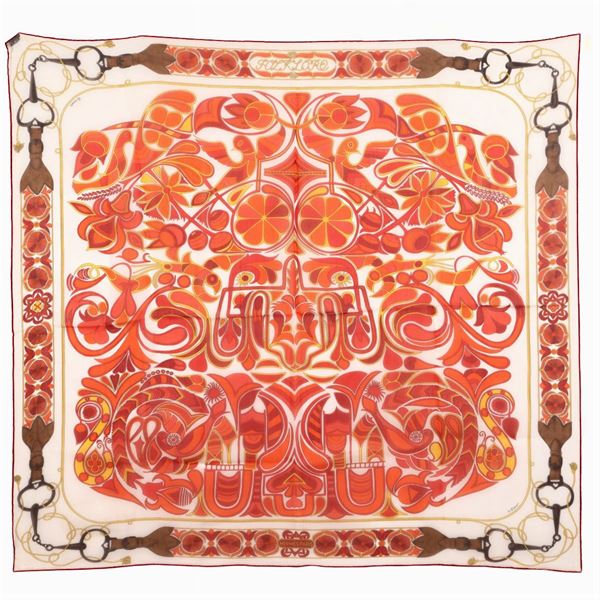 Hermès, foulard carré collezione Folclore