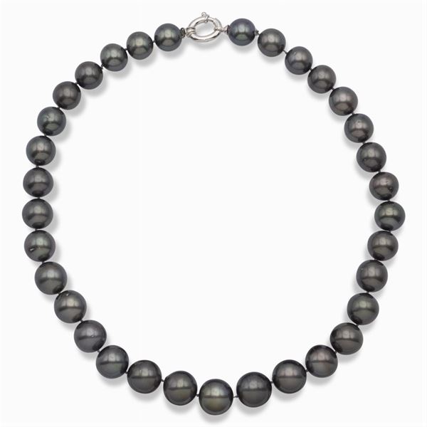 Collana ad un filo di perle Tahiti