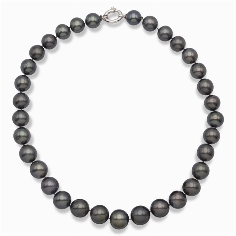 Collana Ad un Filo di Perle Tahiti