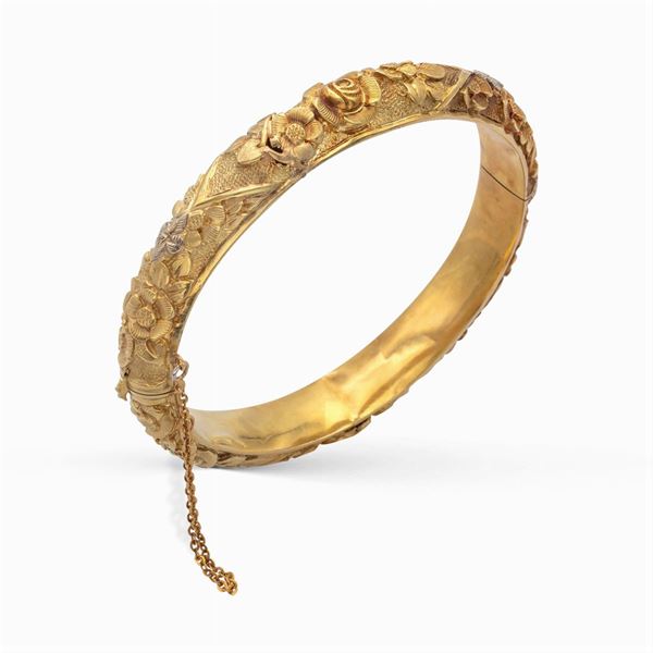 Bracciale a manetta in oro giallo 18kt  (primi '900)  - Asta GIOIELLI | OROLOGI | FASHION VINTAGE - Colasanti Casa d'Aste