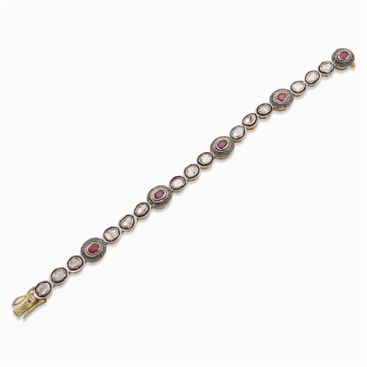 Antica Parure in Oro e Argento con Diamanti e Rubini