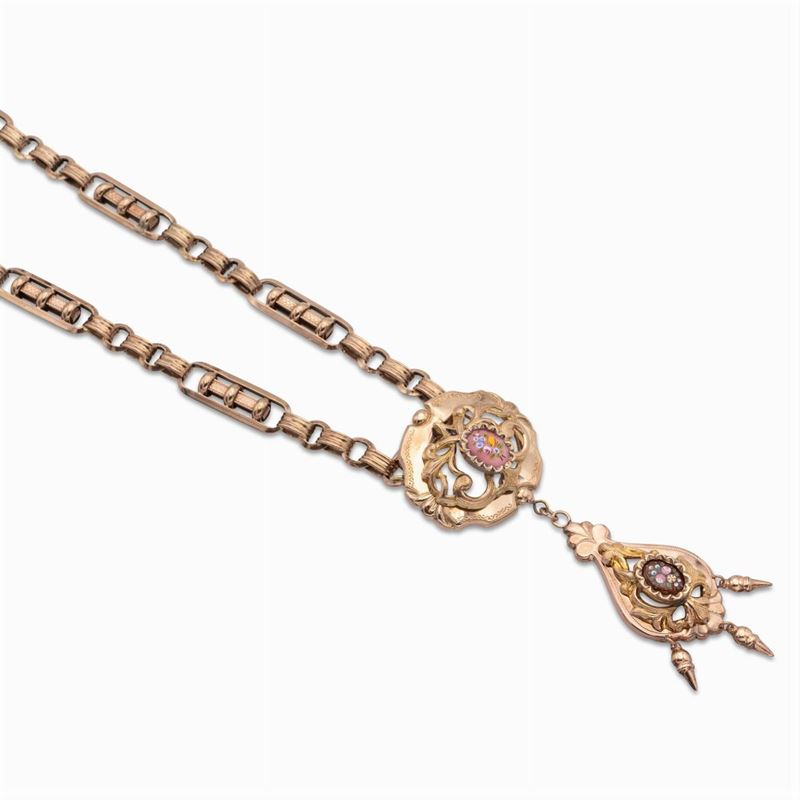 Collana Borbonica in Oro Rosa 9kt e Pendente Smontabile