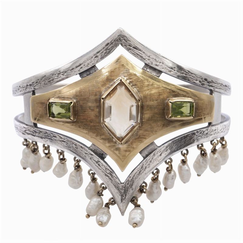 Bracciale a Schiava in Oro Giallo e Argento