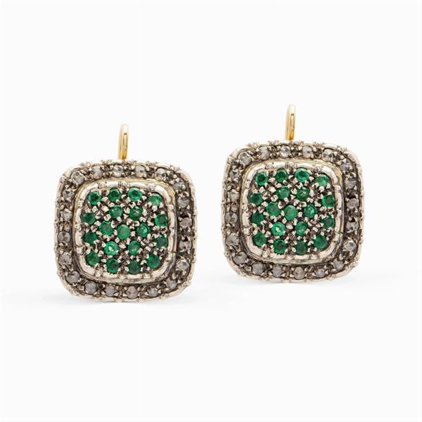 Orecchini a monachina in oro giallo 18kt e argento