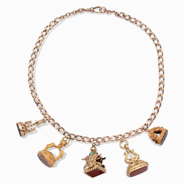 Collana sigilli in oro rosa 9kt