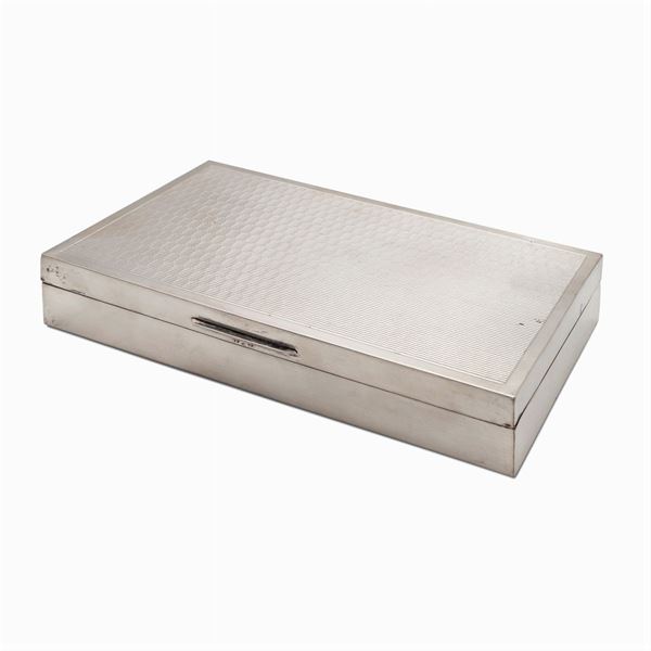 Silver and wood cigarette box