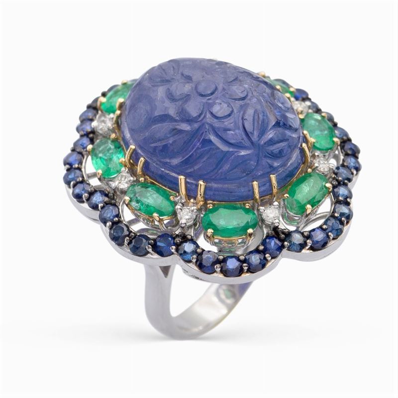 Anello in Oro Bianco 18kt con Tanzanite