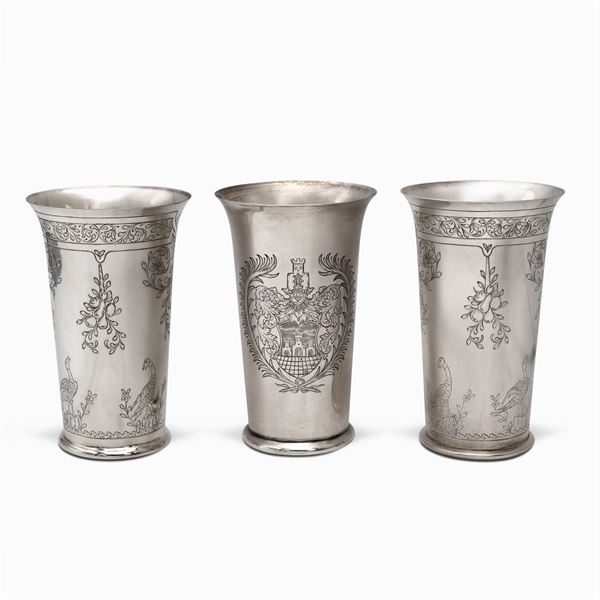 Three silver glasses