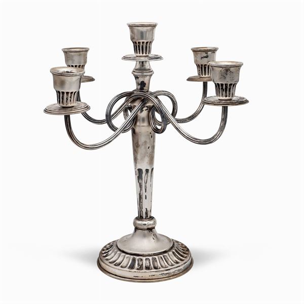 5 lights silver candelabra