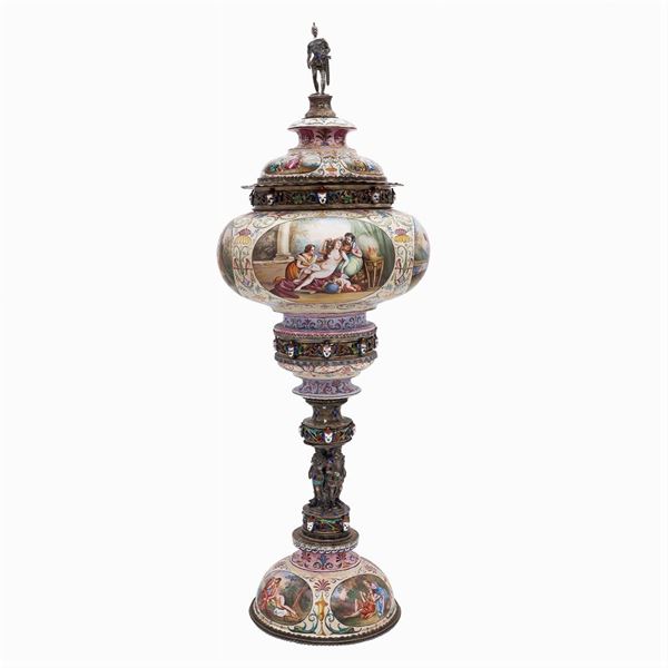 Silver and polychrome enamel cup
