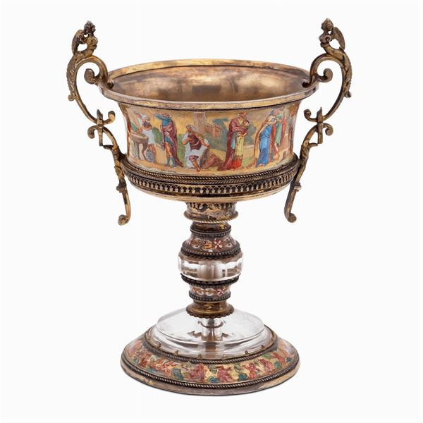Gilt silver and polychrome enamel stand  (Vienna 19th century)  - Auction PAINTINGS | FURNITURE | WORKS OF ART - Colasanti Casa d'Aste