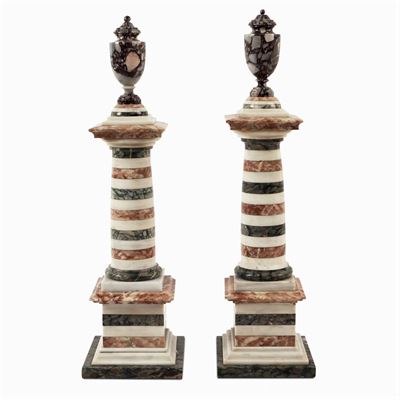Coppia di Colonne in Marmi Policromi