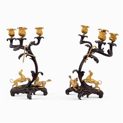 Coppia di Candelabri a Tre Luci