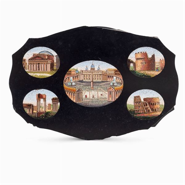 Marble and micromosaic paperweight  (Rome, 19th century)  - Auction PAINTINGS | FURNITURE | WORKS OF ART - Colasanti Casa d'Aste