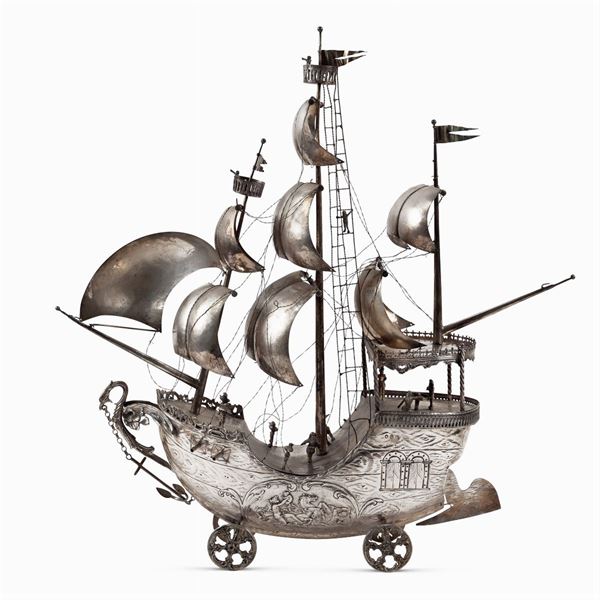 Silver metal galeon model