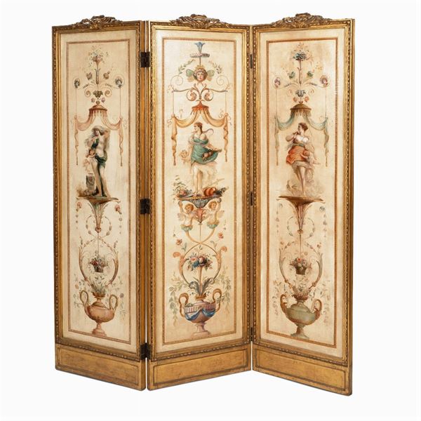 Three panel fold screen