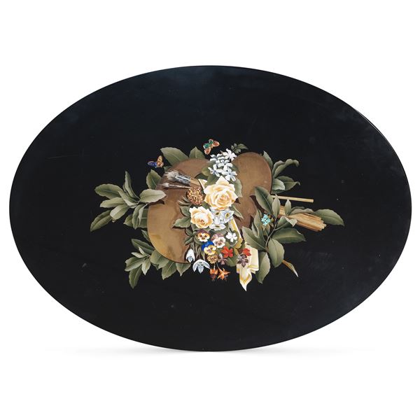 Piano ovale in pietre dure