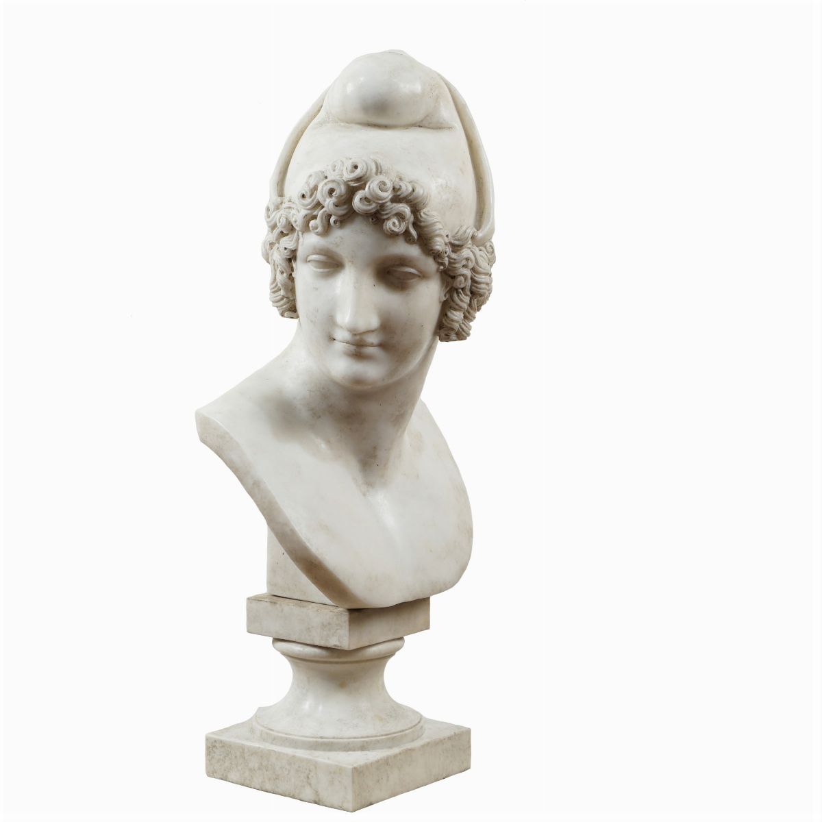 Scultura in Marmo Bianco Raffigurante Paride