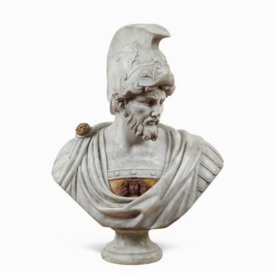 Busto in Marmo Bianco, Rosso Antico e Giallo Siena