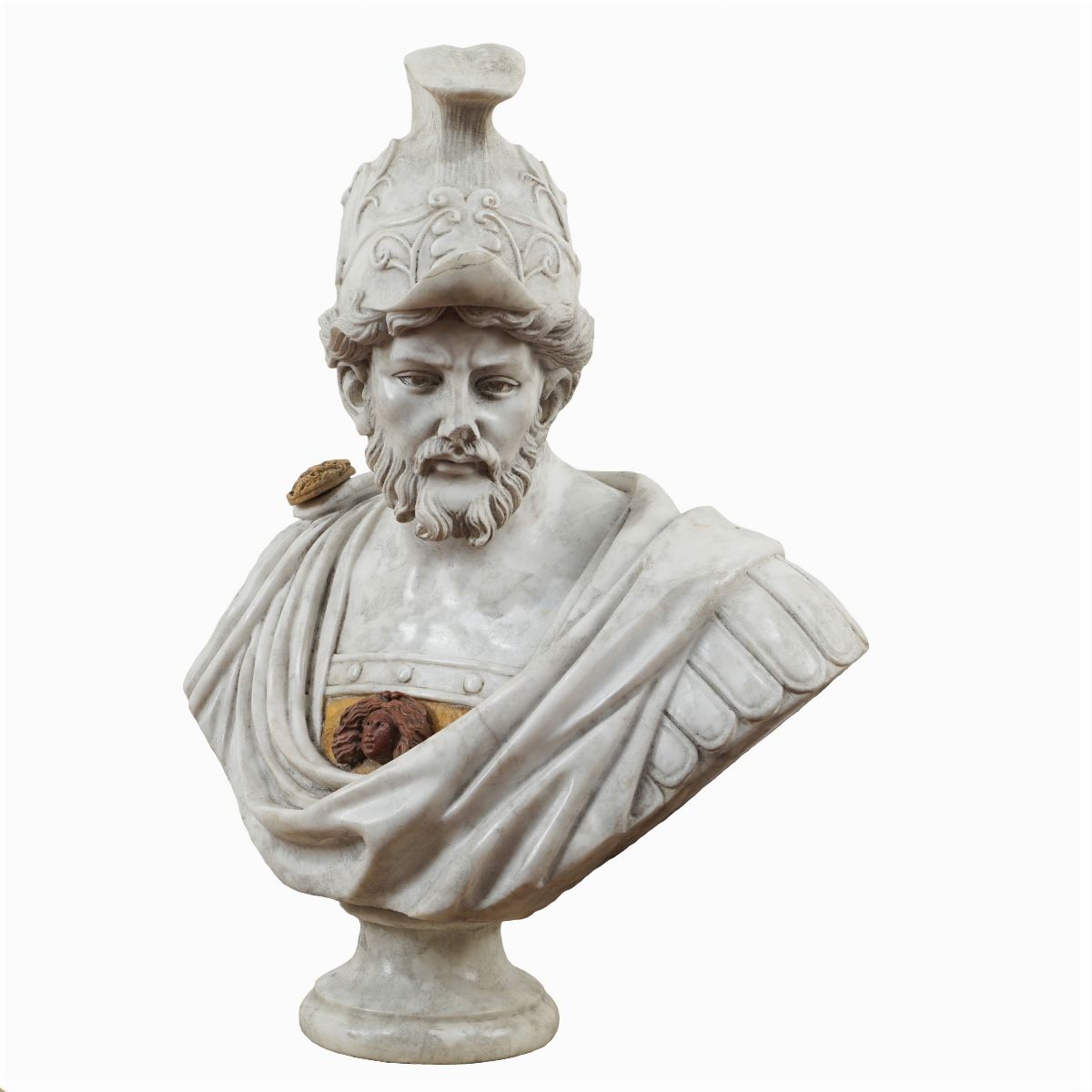 Busto in Marmo Bianco, Rosso Antico e Giallo Siena