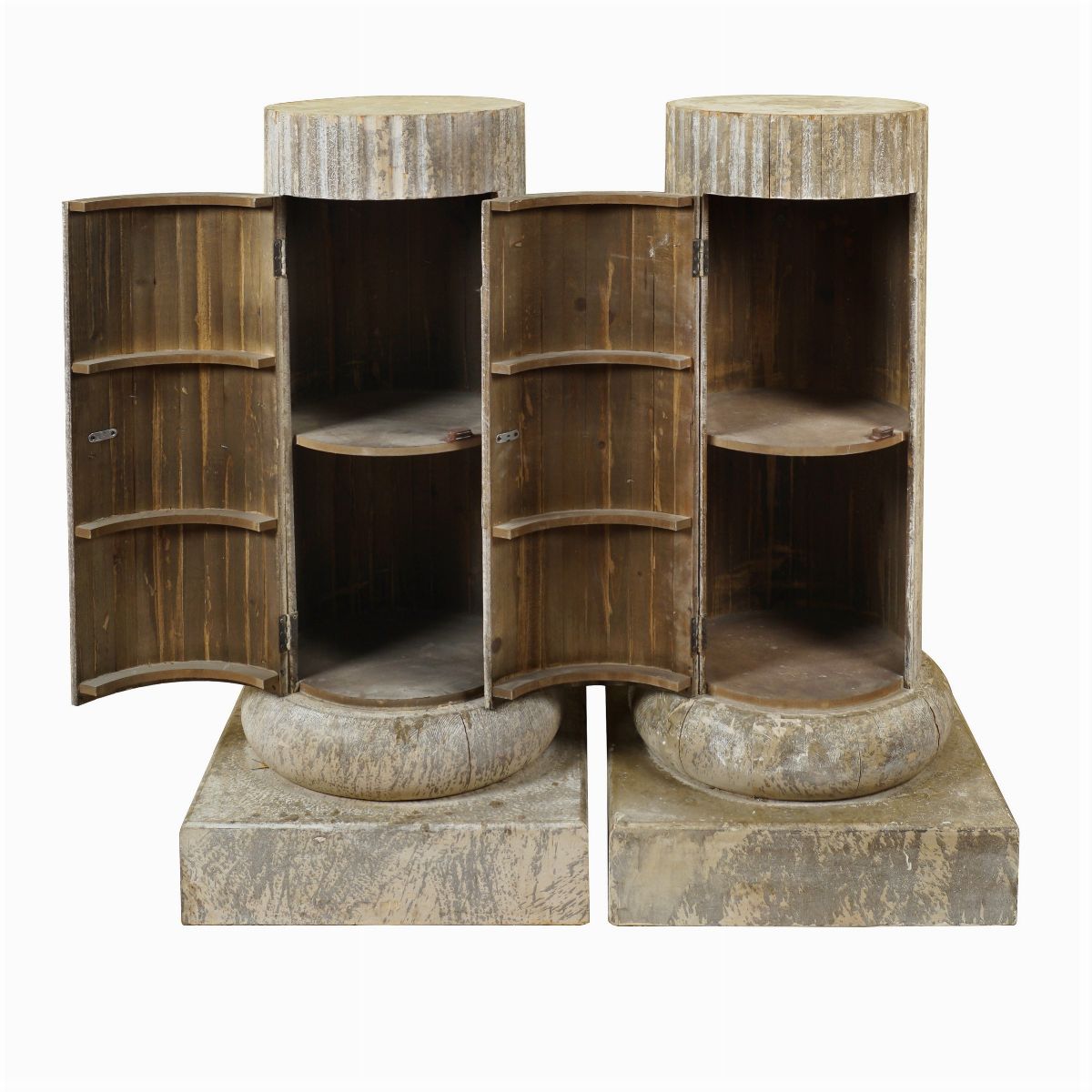 Coppia di Colonne Scanalate in Legno Laccato