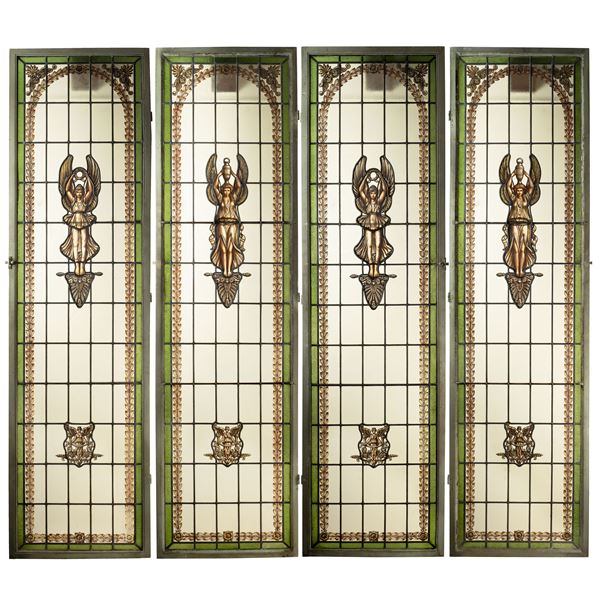 Quattro vetrate artistiche a piombo  (Francia, XIX-XX sec.)  - Asta DIPINTI |ARREDI | OGGETTI D'ARTE - Colasanti Casa d'Aste