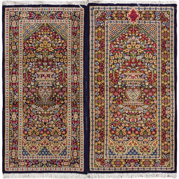 Pair of Kerman carpets (2)