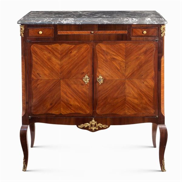 A French mahogany and bois de rose credenza