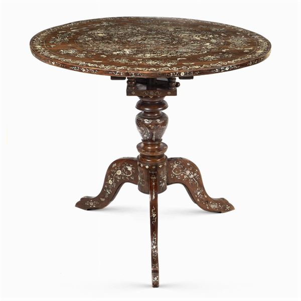 Walnut and mother of pearls table