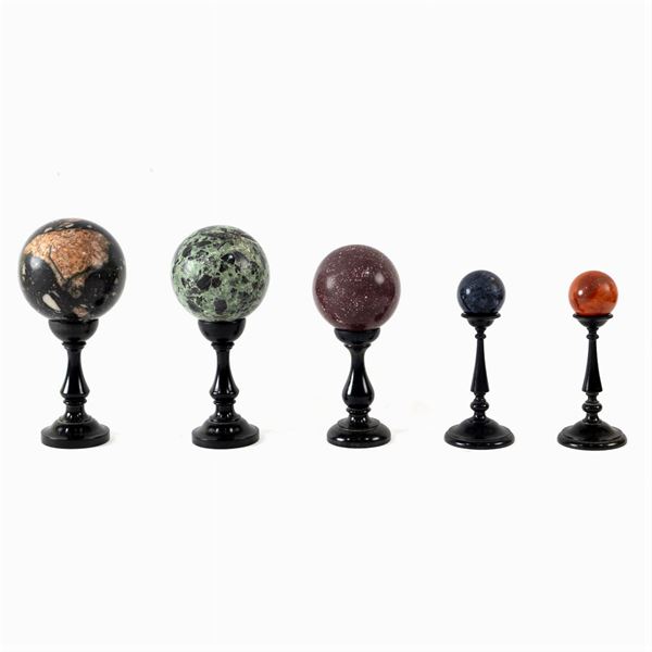 Group of polychrome marble spheres (5)