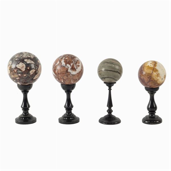 Group of polychrome marble spheres (4)