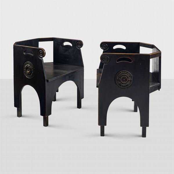 Ettore Zaccari, attribuito (2)  (Italia, primi '900)  - Asta DESIGN E ARTI DECORATIVE DEL 900  - Colasanti Casa d'Aste
