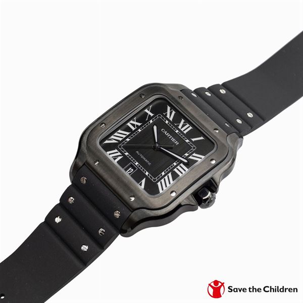  &#9830 Santos de Cartier Black Adlc Steel large, orologio da polso