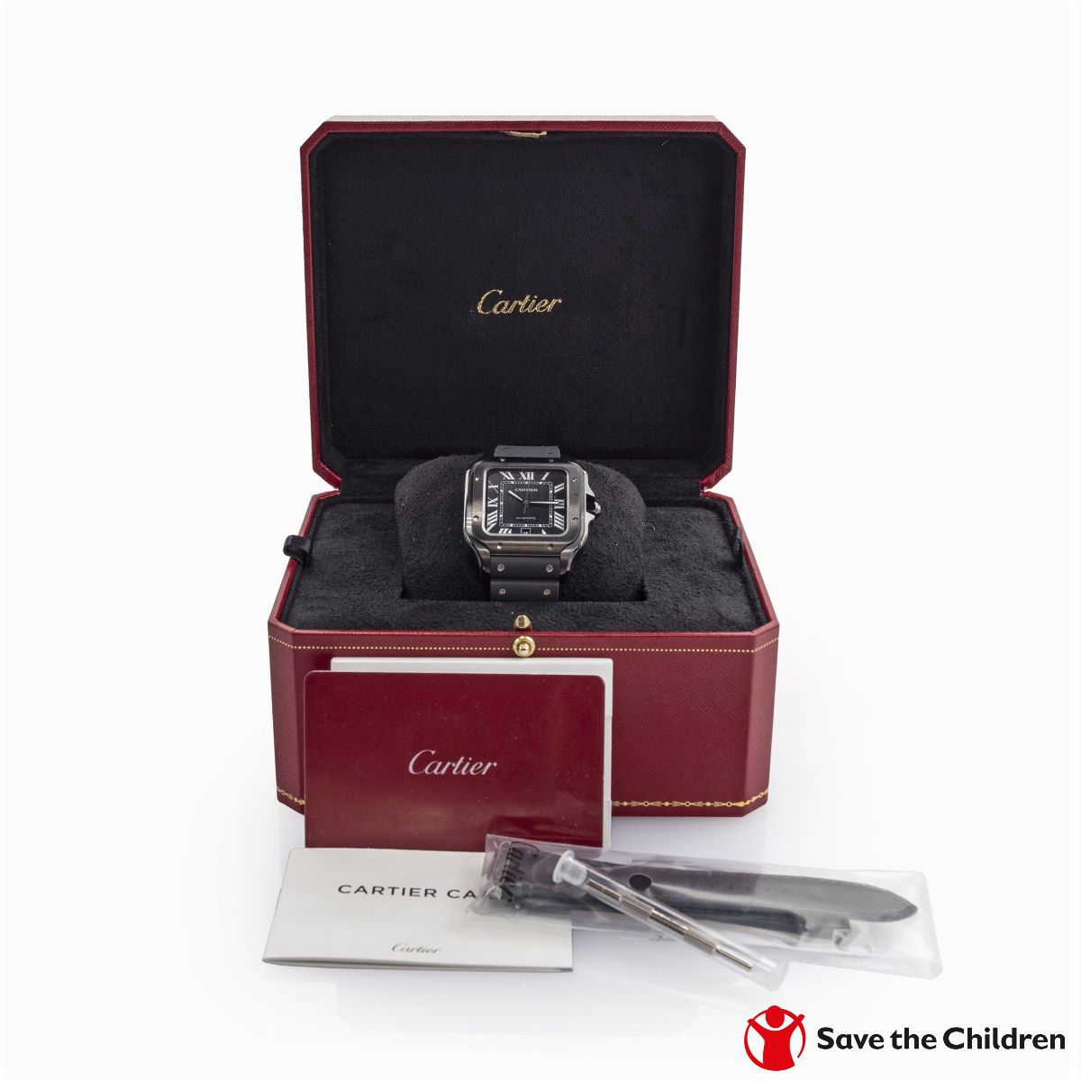 ♦ Santos De Cartier Black Adlc Steel Large, Orologio da Polso
